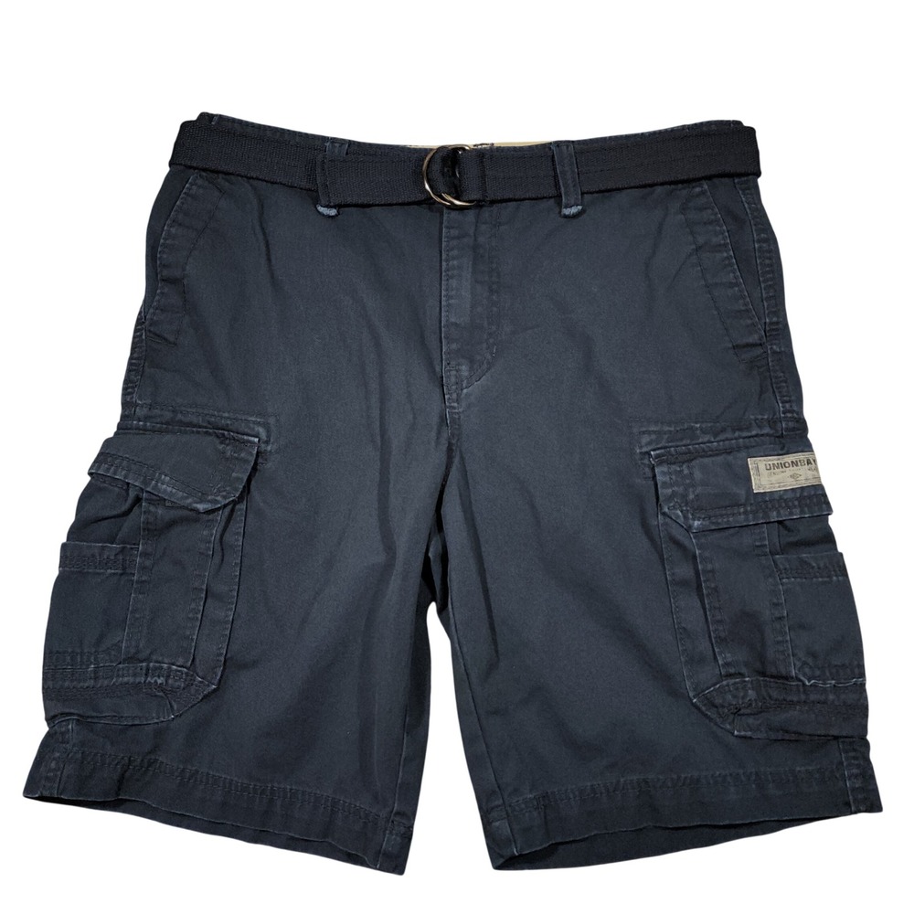 Unionbay Cargo‎ Shorts 34 Men Blue Belt Skater Grunge Streetwear Hiking 11" 21"